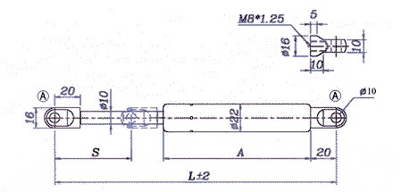 Газлифт 460мм 500N для диванов (газовая пружина)